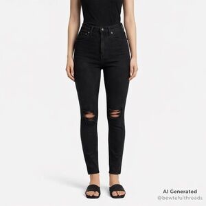 AGOLDE 24 Black High Rise Skinny Jeans Distressed Stretch